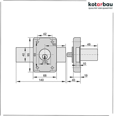 KOTARBAU® Aufschraubschloss 140 mm Kastenschloss Zustazschloss Türschloss Profilzylidner Türzusatzsc