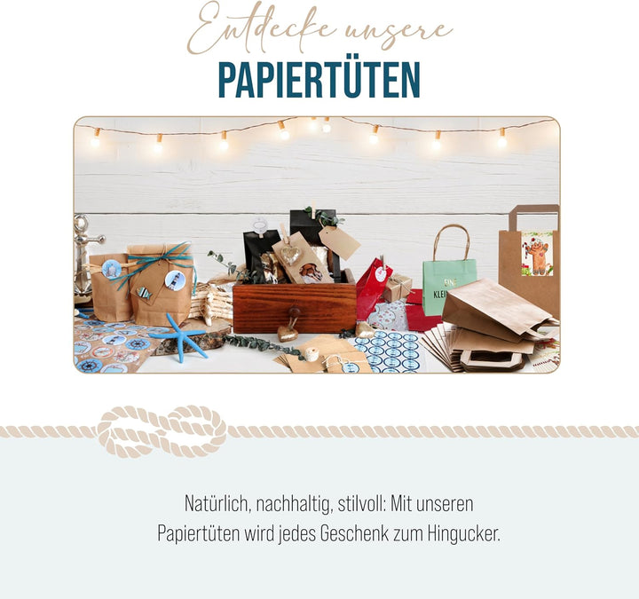 Logbuch-Verlag 100 weisse Papiertüten mit Henkel 18 x 8 x 22 cm Tragtaschen Geschenktaschen einfarbi