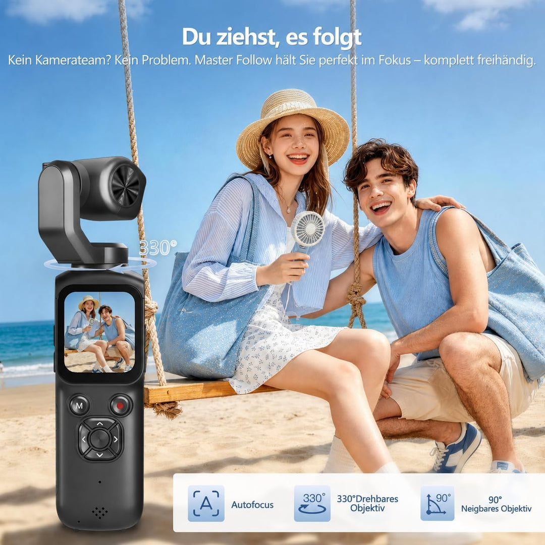 Vlog Kamera 4K 75MP WLAN Vlogging Camera Handkamera für Reisen Schwarz, Schwarz