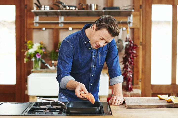 Tefal Premium Aluguss Grillpfanne by Jamie Oliver E21141 | 23x27cm +/- 0,5 cm | Titanium Pro Antihaf