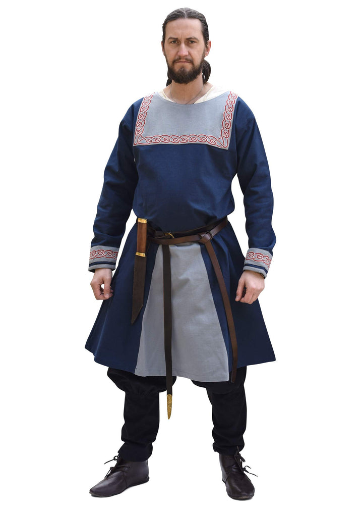 Battle-Merchant Wikinger Tunika mit Stickerei S-XXL - Herren Langarm Männer Mittelalter LARP Kostüm