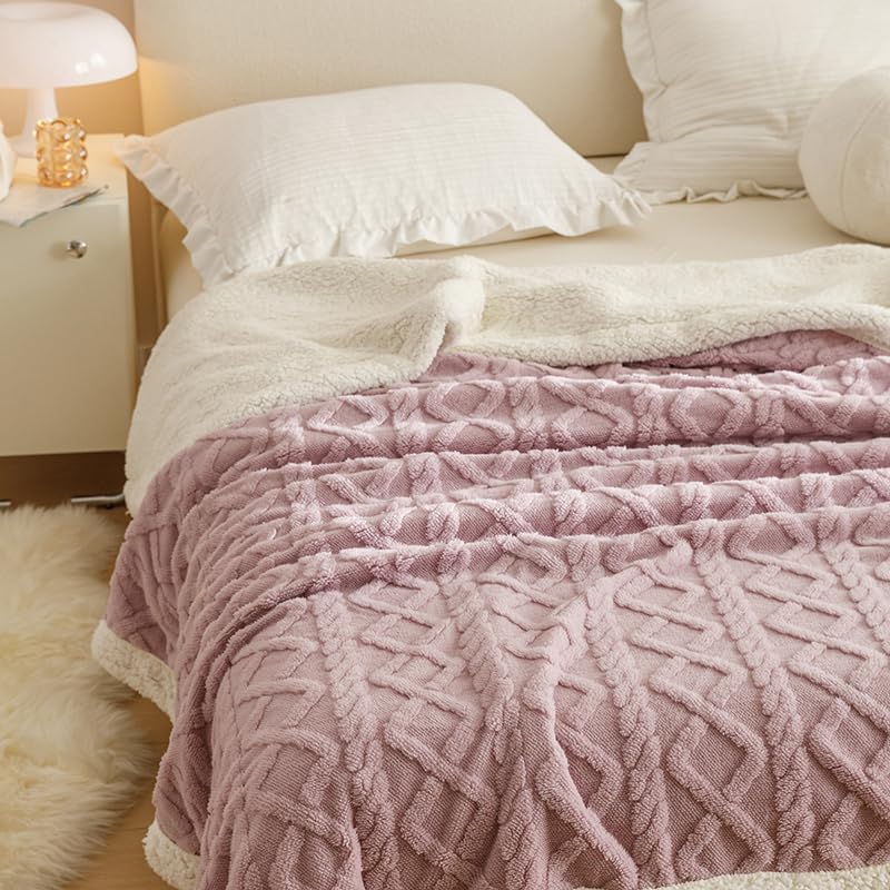 RongRongIN Kuscheldecke 180x200 cm Herbst Winter Flauschig Decke für Bett Sofa Couch – Hell Lila, Ex