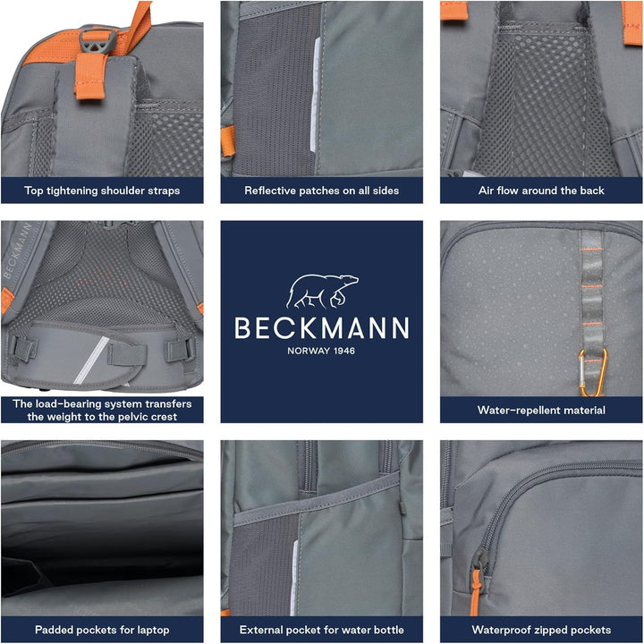 Beckmann Sport Junior Green Orange Schulrucksack, ergonomisch, mit Laptopfach
