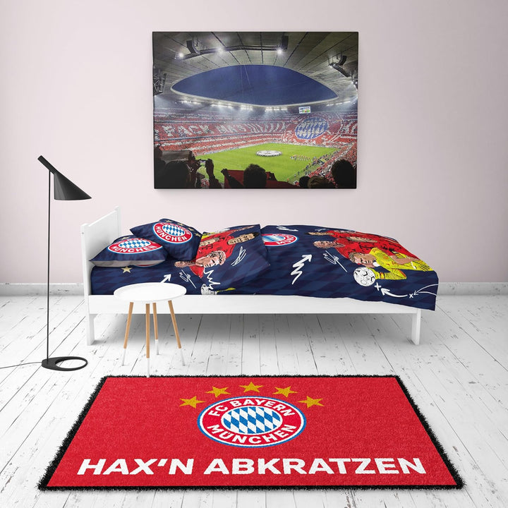 FC Bayern München Fussmatte Hax'n abkratz'n ! 60 cm x 40 cm Schmutzfangmatte mit Rutschfester PVC Un