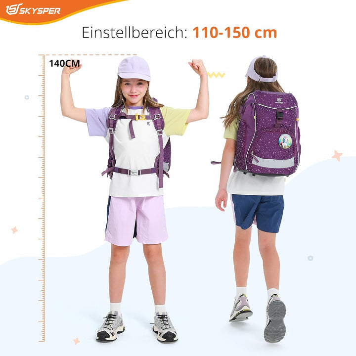 SKYSPER Schulranzen Set 5-teilig für Jungen Mädchen 1. Klasse Grundschule Schulrucksack Sporttasche