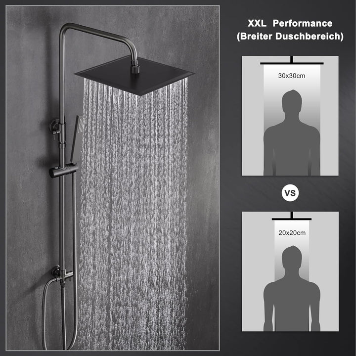 Görbach Edelstahl Duschset ohne Armatur, Regendusche Duschsystem mit Duschkopf, Duschstange, Duschsc