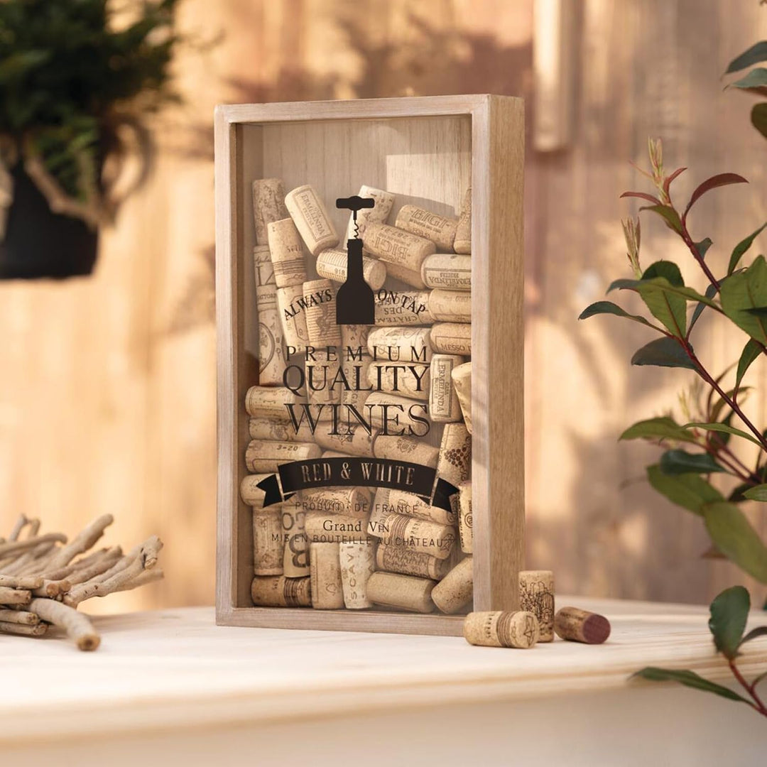 FRANK FLECHTWAREN Korkensammler Wein, MDF, Glas, 21 x 5 x 35 cm | MDF, Glas