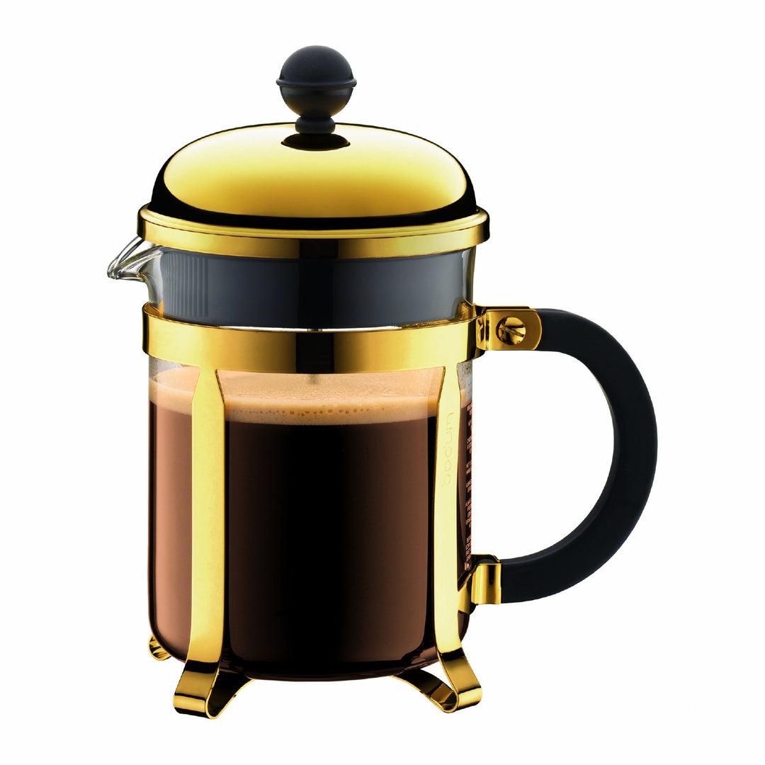 Bodum 1924-17 Chambord Kaffeebereiter 4 Tassen mit Metallrahmen, Chrom, Gold, 10.5 x 16.6 x 19 cm 4