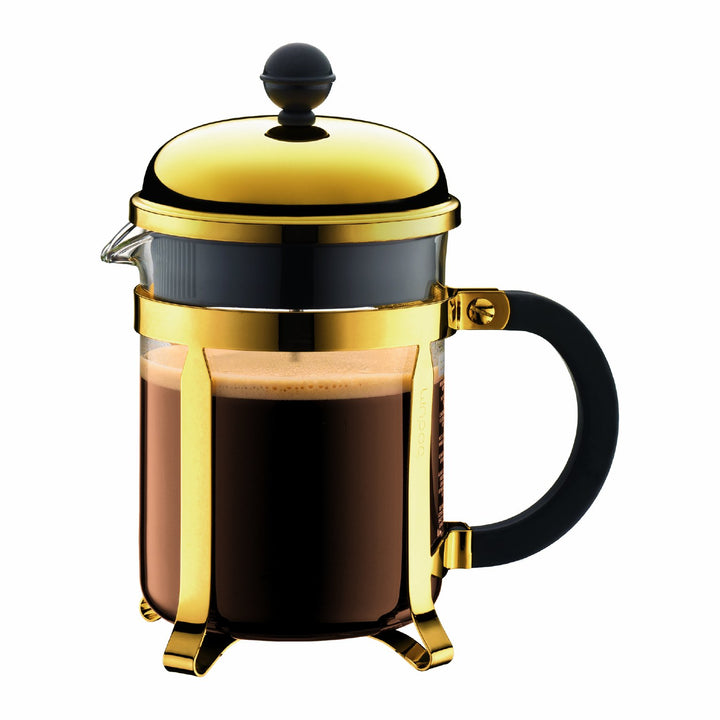 Bodum 1924-17 Chambord Kaffeebereiter 4 Tassen mit Metallrahmen, Chrom, Gold, 10.5 x 16.6 x 19 cm 4