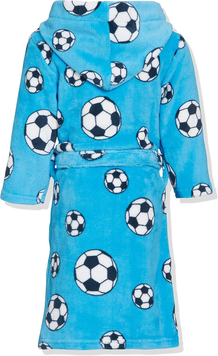 Playshoes Unisex Kinder Kinder Fleece-bademantel Morgenmantel (1er Pack) 98-104 blau Fussball, 98-10