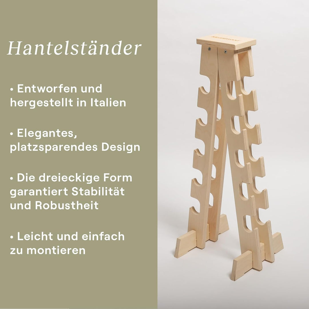 Meanswood Hantelständer Holz – Hantelablage für Zuhause, Kurzhantel Regal, Hantelhalterung aus Holz