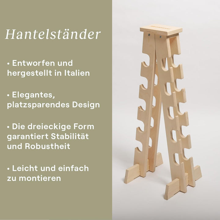 Meanswood Hantelständer Holz – Hantelablage für Zuhause, Kurzhantel Regal, Hantelhalterung aus Holz