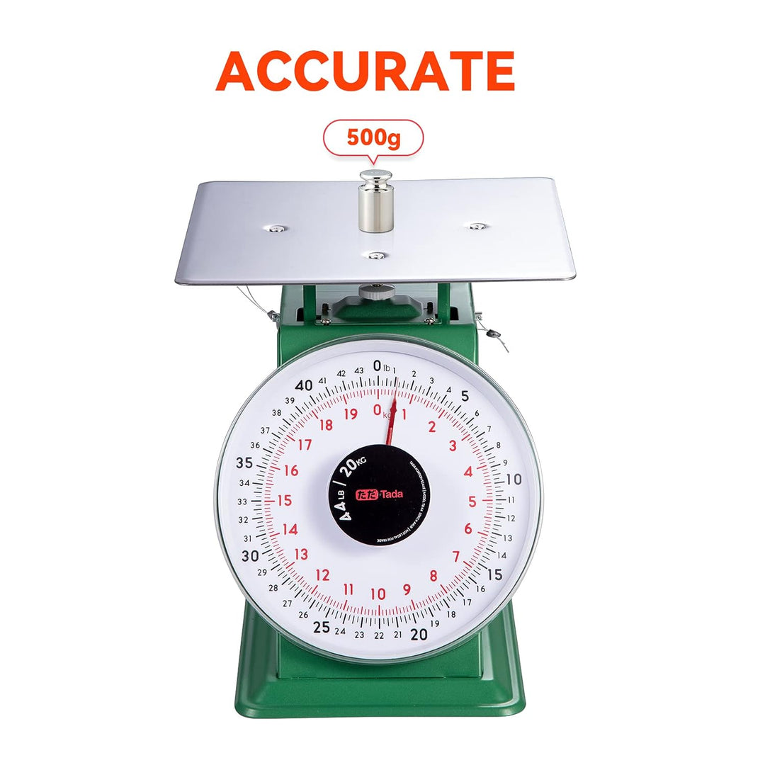 Tada Mechanische Küchen- und Lebensmittelwaage, robust, 20 kg, mit Edelstahl-Plattform