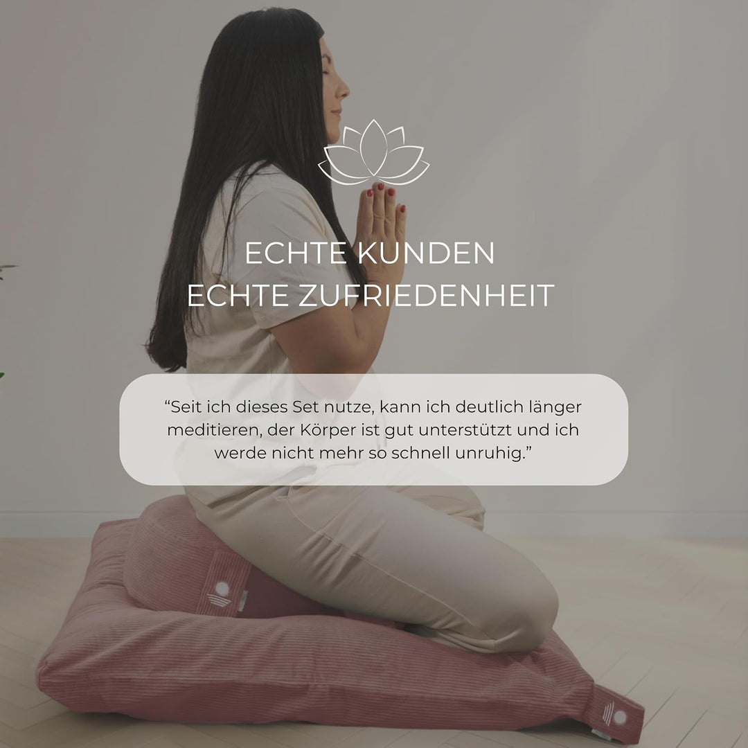 INNER PEACE Meditationskissen Set Cord XL Premium | Rundes Meditationskissen & Zabuton Meditationsma