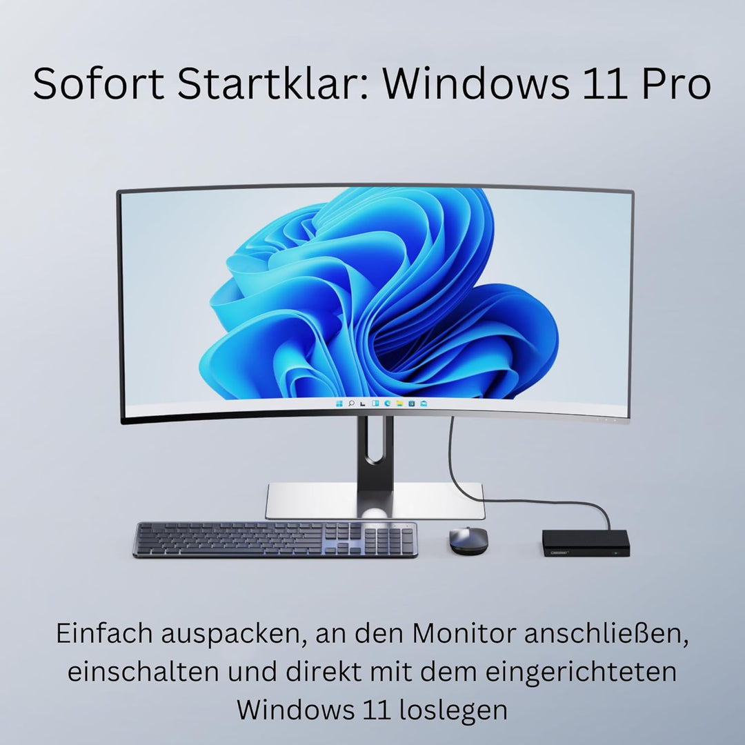 Orbsmart AW-16L Lüfterloser Mini PC Intel N150 16GB DDR5 512GB SSD Windows 11 Pro, Fanless Desktop C