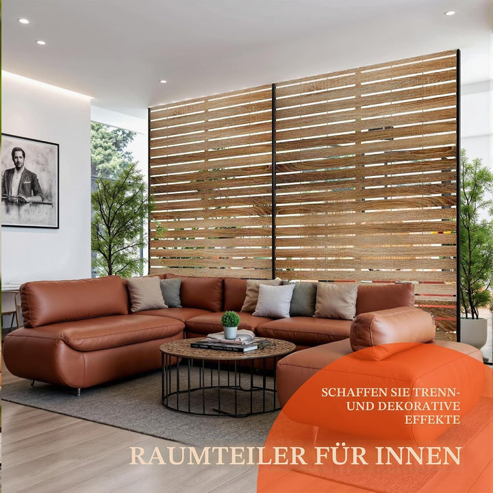 Paravent Outdoor, 120x180cm Freistehender Sichtschutz aus Stahl, Windschutz für Terrasse und Garten,