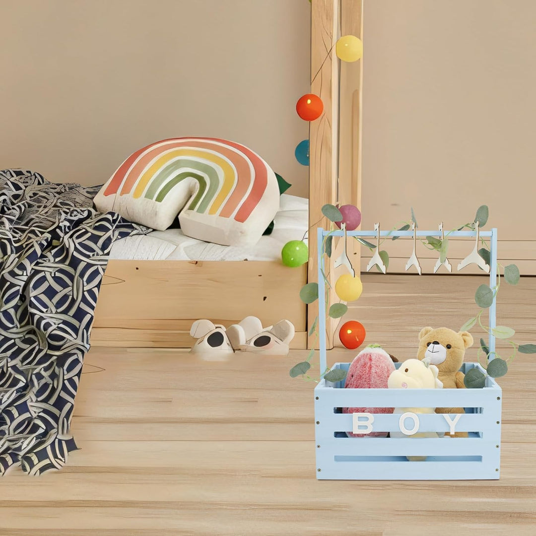 Babykorb mit Griff, Holz Babyparty Schrank Praktischer Holzkiste für Babyparty mit Stange,Schrank fü