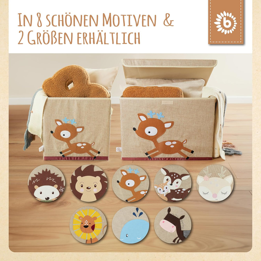 Bieco Aufbewahrungsbox Kinder | REH Motiv ca. 36L faltbar | Süsse Spielzeug Kiste für Kallax Regal |