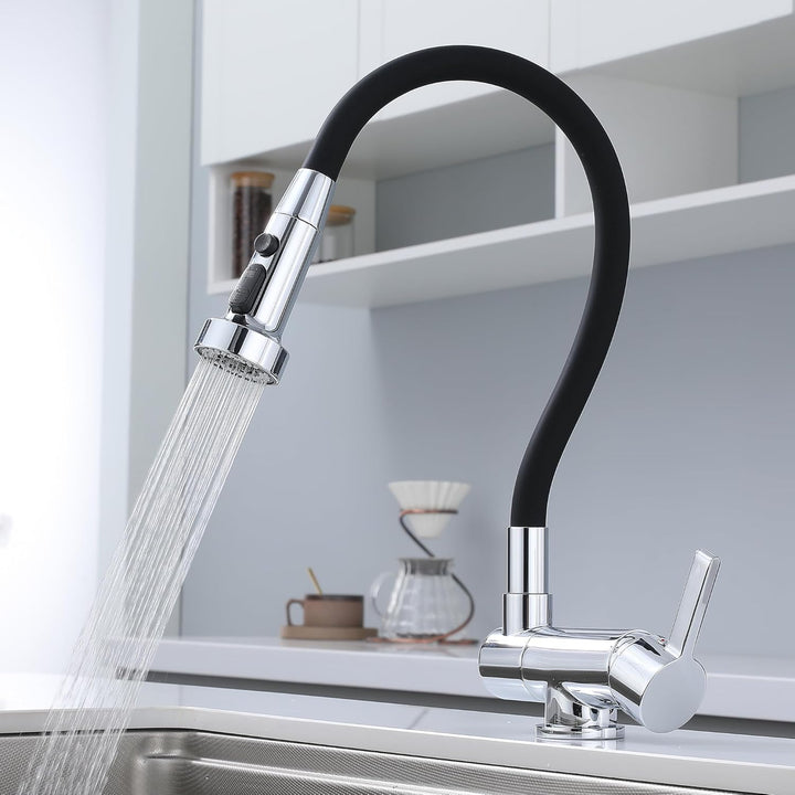 Vorfenster Küchenarmatur Chrom,Hochdruck Wasserhahn Küche Vorfenster Chrom, 3 Wassersprühmodi Vorfen