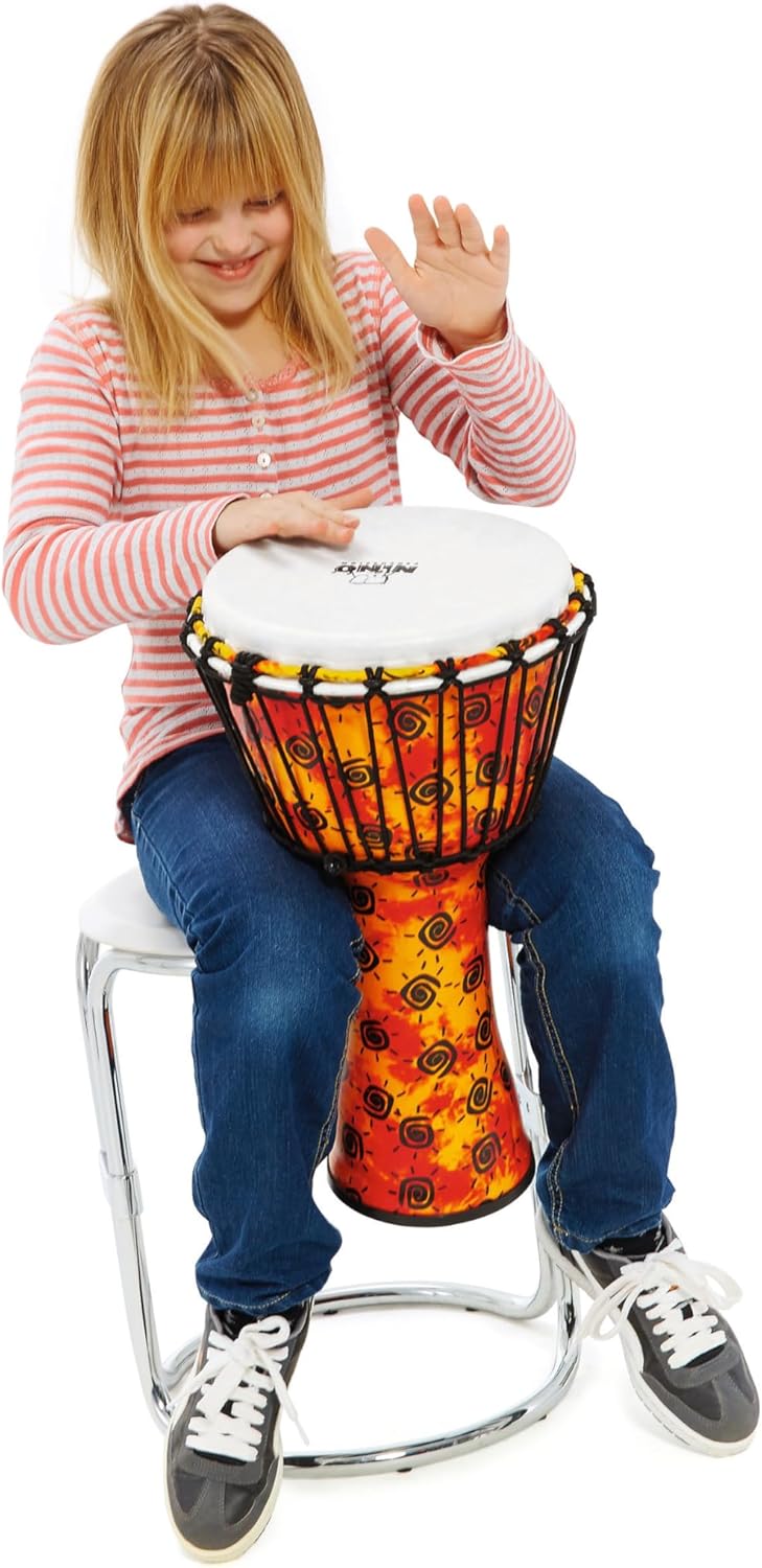 Nino Percussion NINO-PDJ1-S-F Schnurspann Kunststoff Djembe mit Kunststofffell 20,3 cm (8 Zoll) Durc