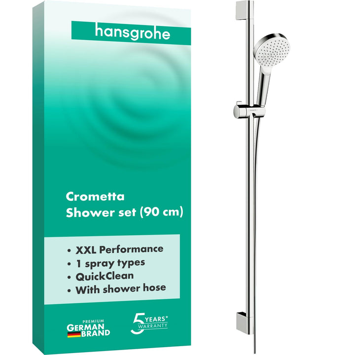 hansgrohe Crometta Duschset 0,90m, Weiss/Chrom Weiss/Chrom 0,90m Set 1 Strahlart, Weiss/Chrom 0,90m