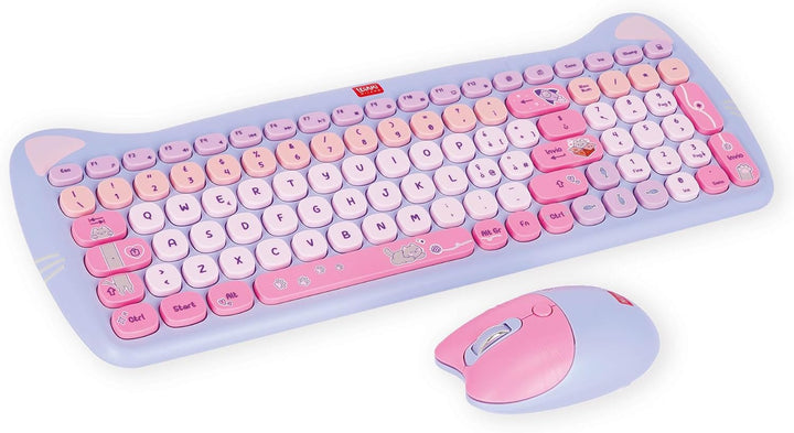 Legami - Tastatur-Set mit 15 Multimedia-Tasten, kabellose Maus mit 3 Geschwindigkeitsoptionen, ideal