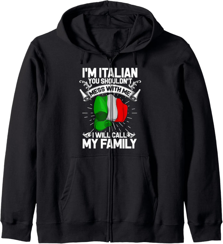 Italien Tshirt mit Italienische Flagge Italia Italy Damen Kapuzenjacke