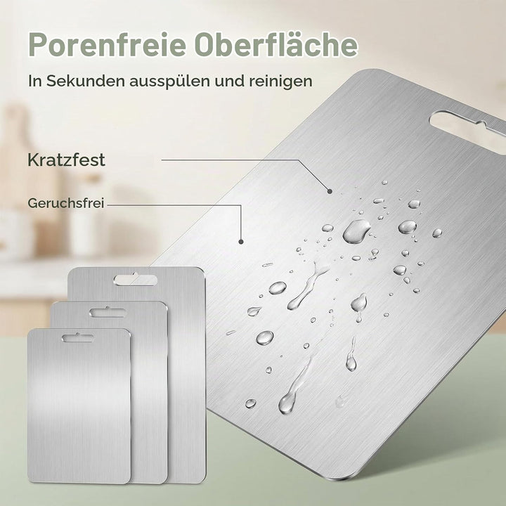 Edelstahl Schneidebrett Set 3-teilig, 1mm Ultra-Dünn &amp; Flexibel, Spülmaschinenfest &amp; Rostfrei, Doppe