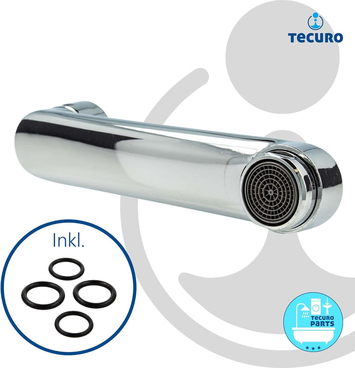 tecuro S-Auslauf für Wand-Armaturen 3/4 Zoll konisch dichtend, Länge 200 mm, Messing verchromt