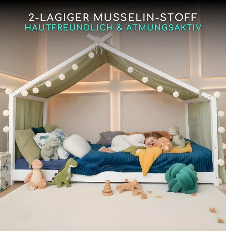 ALAVYA HOME® Betthimmel Moon 1 Stück 360 cm Hausbett Deko Set für Kinderzimmer Montessori Kinderbett