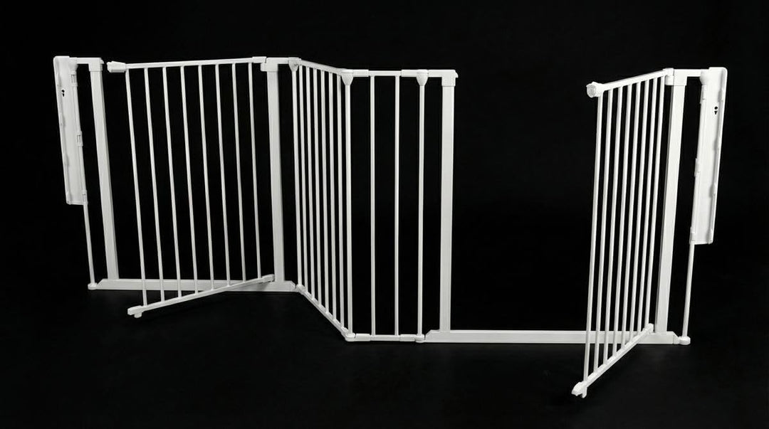 Safetots Zwei-Tür-Treppenschutzgitter Set, Weiss, 259cm Gesamtlänge, Schraubmontage, 70cm Höhe Weiss