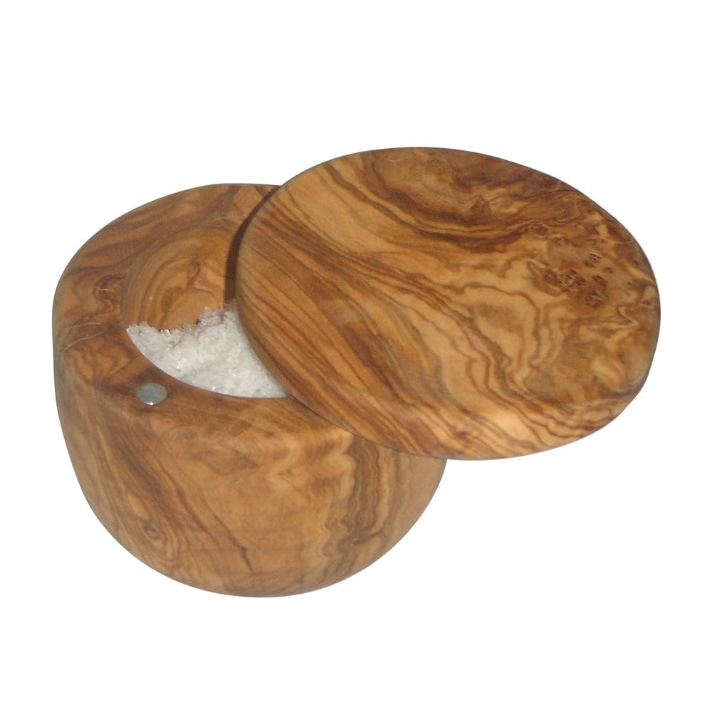 Berard 90070G Salzbehälter, Durchmesser 10–11 cm, Olivenholz, mit Geschenkbox, Braun