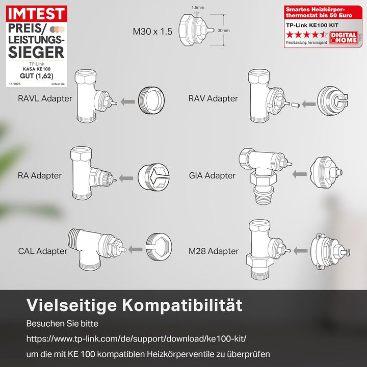 Kasa Smartes Heizkörperthermostat KE100 KIT, thermostat heizung digital mit Hub, Energiesparen, Zeit