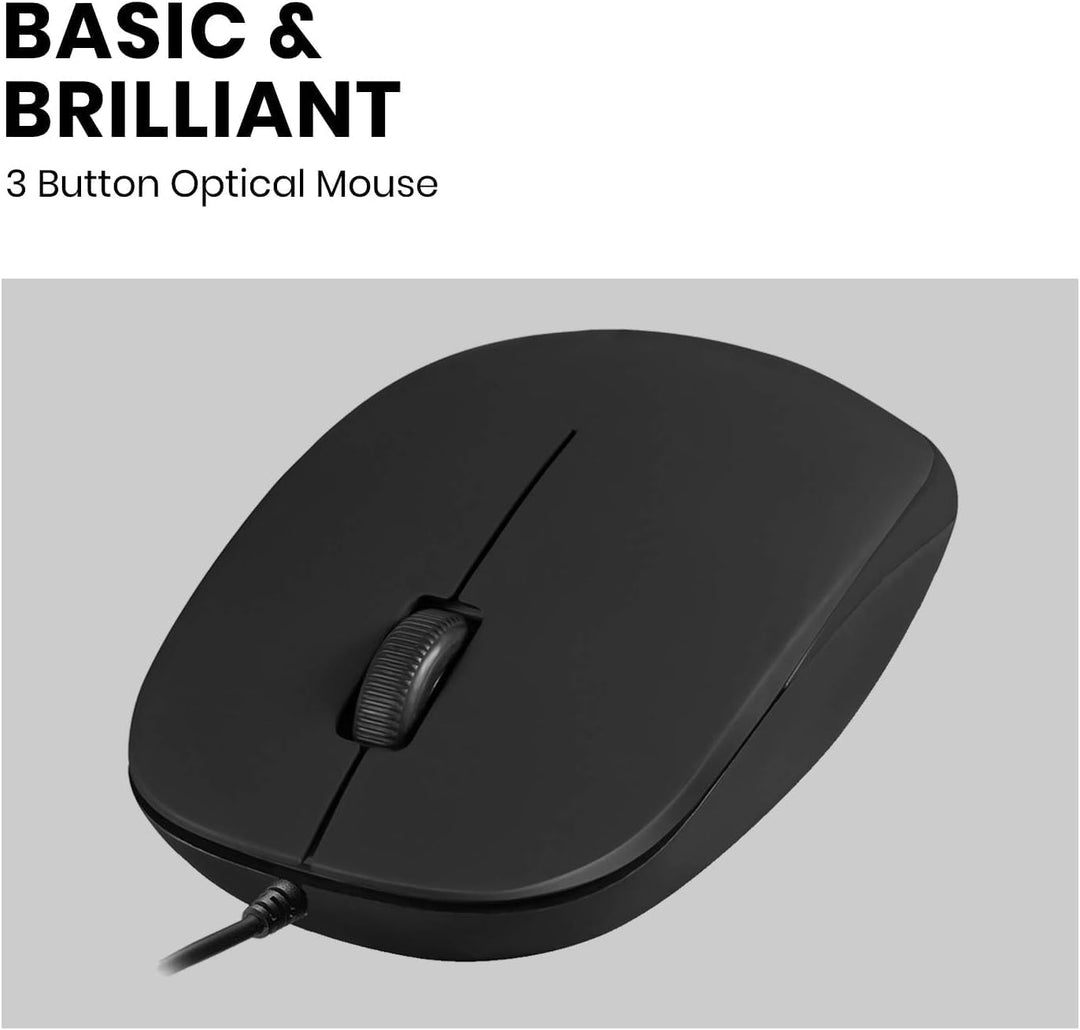 Perixx PERIMICE-201C USB-C kabelgebundene optische Maus mit 3 Tasten, Scrollrad, 1000 DPI, Schwarz S