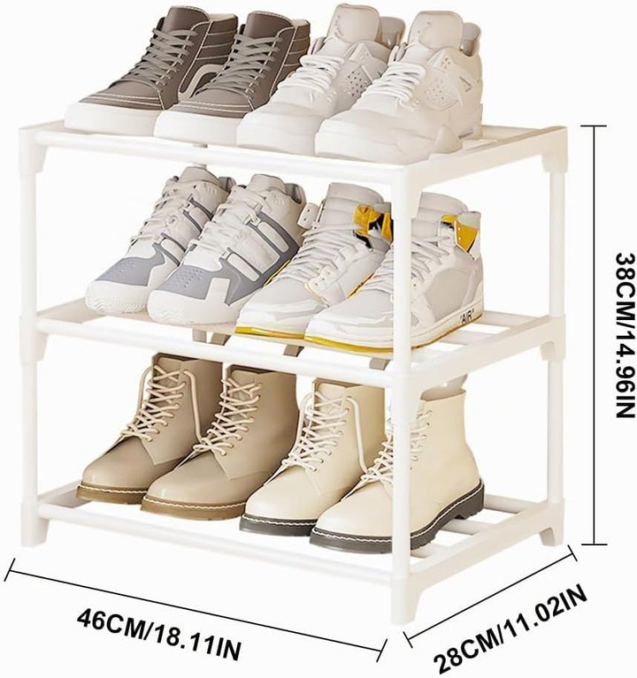 Schuhschrank Schmal, Schuhregal mit 3 Ebenen, Schuhablage Metall, Stapelbars Schuhregal Weiss, Schuh