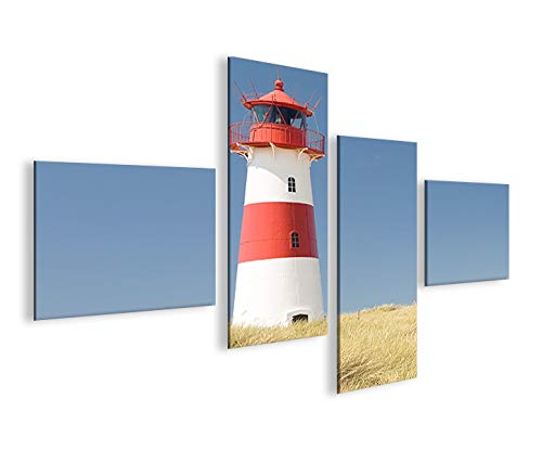 islandburner Bild Bilder auf Leinwand Leuchtturm Nordsee Dünen 4L XXL Poster Leinwandbild Wandbild D
