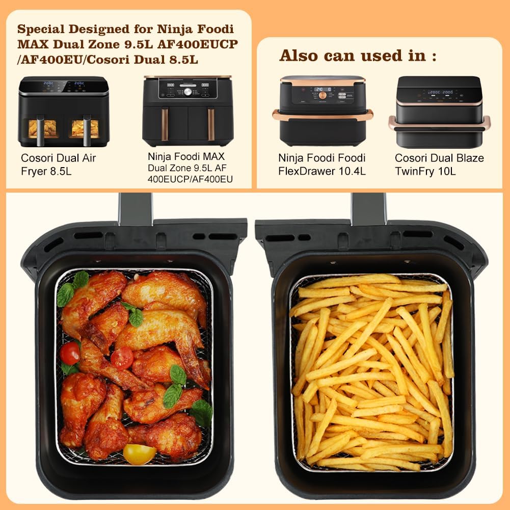 BYKITCHEN Gross Airfryer Zubehör für Ninja Foodi Max Dual Zone [AF400EU] 9,5L & Cosori Heissluftfrit