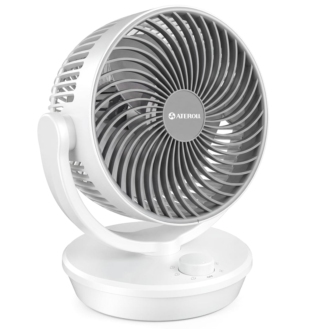 Ateroll Ventilator Leise, Tischventilator, 3D Turbo-Luftzirkulator mit 3 Geschwindigkeitsstufen, 130