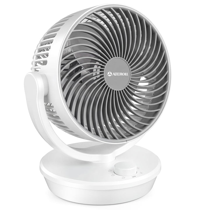 Ateroll Ventilator Leise, Tischventilator, 3D Turbo-Luftzirkulator mit 3 Geschwindigkeitsstufen, 130