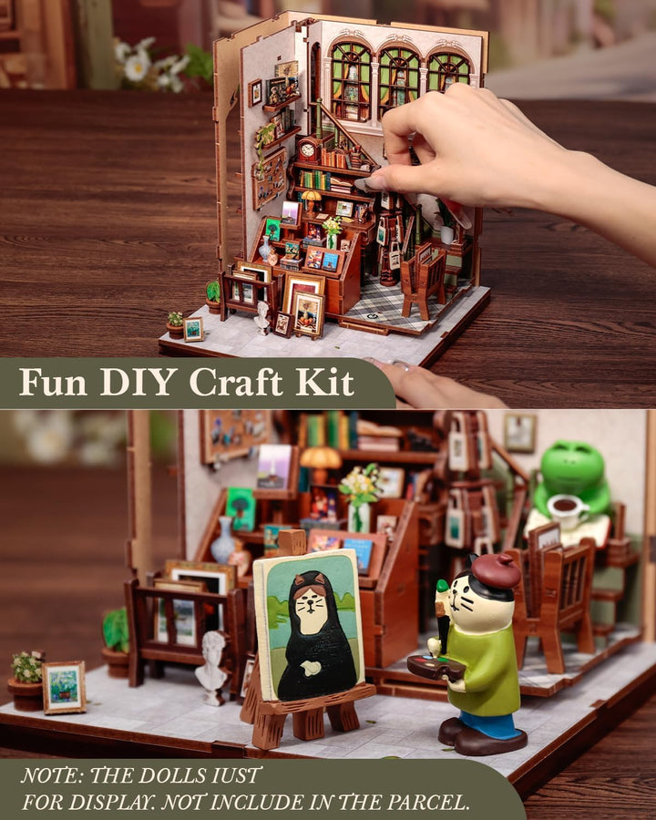 CUTEBEE Book Nook Kit - DIY Puppenhaus Bausatz zum Selberbauen, EIN Retro und künstlerisches Miniatu