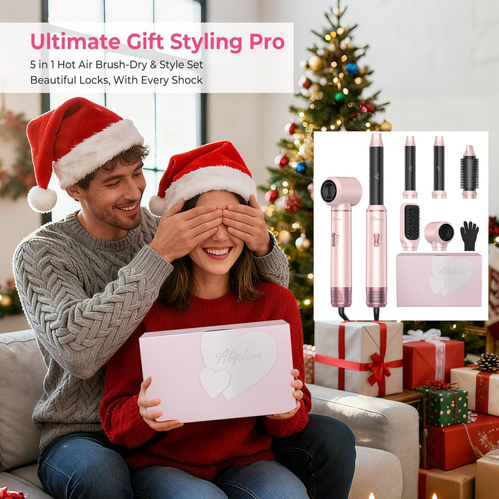 Atopskins 5 in 1 Air Styler Set Haarstyler Hairstyler Airbrush 5 in 1 Hair Styler Set Mit Rundbürste