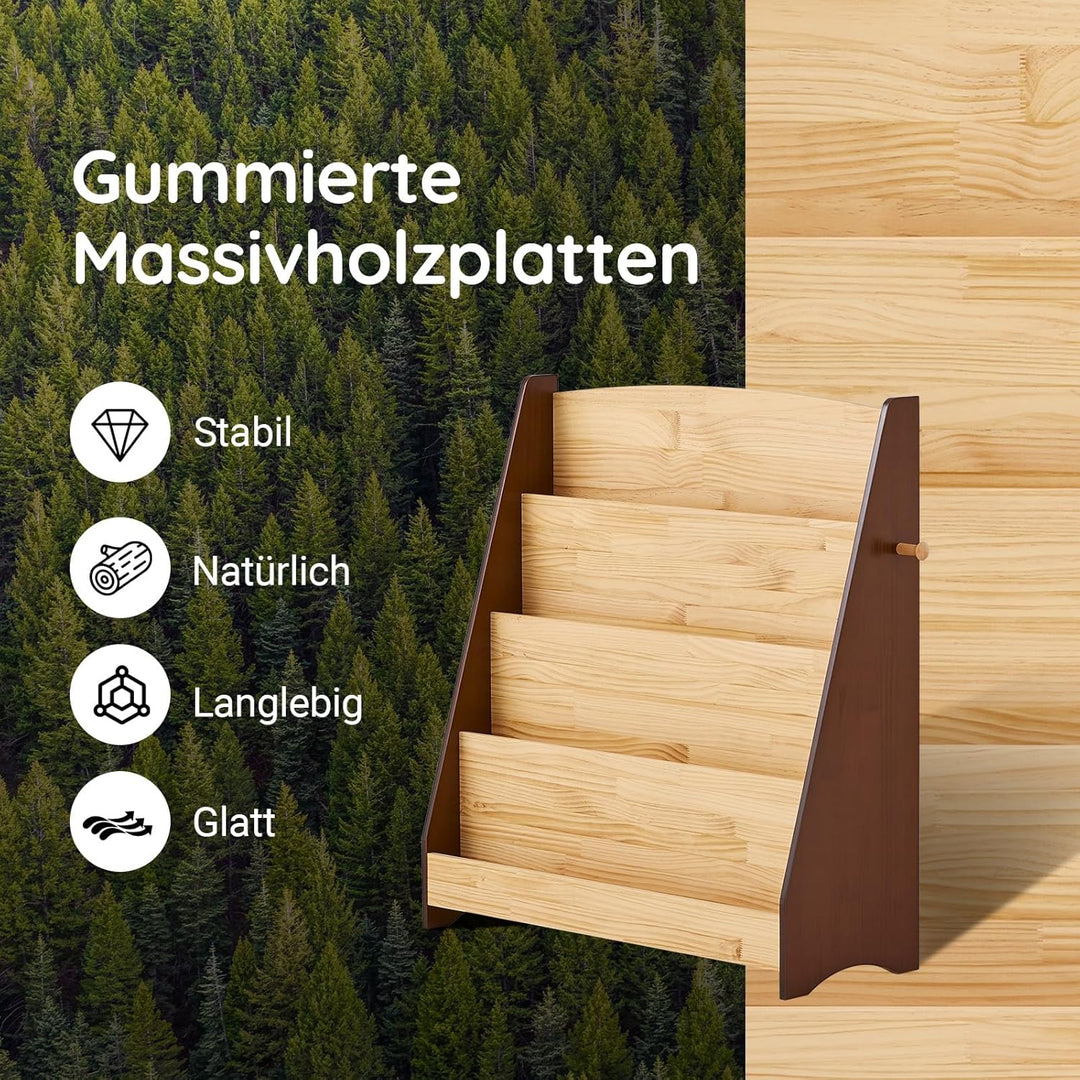 SoBuy Bücherregal Kinder Montessori Kinderregal mit 4 Ablagefächern und 2 Haken Regal Kinderzimmer S