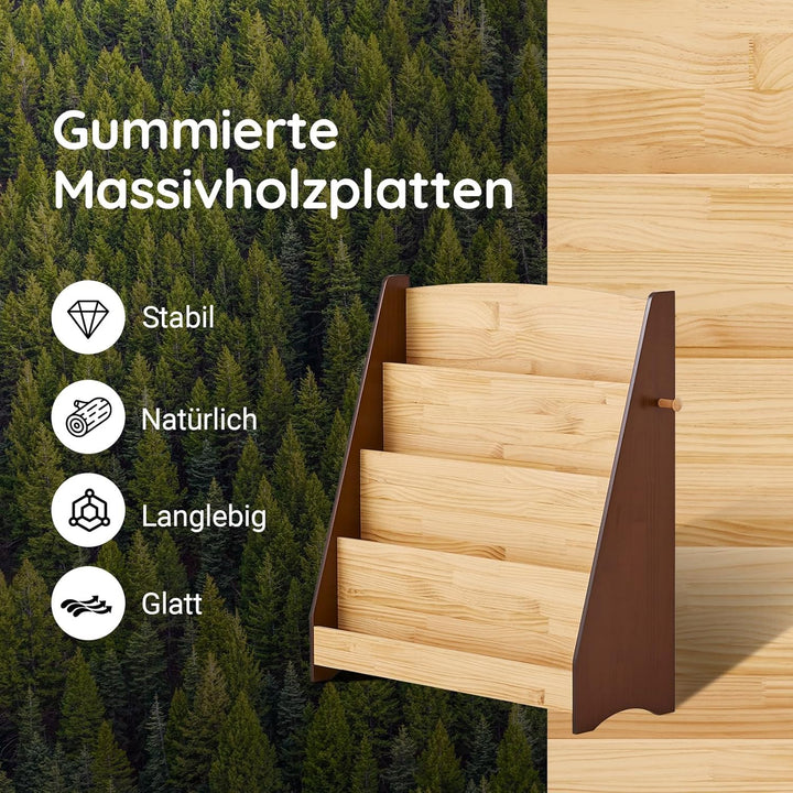 SoBuy Bücherregal Kinder Montessori Kinderregal mit 4 Ablagefächern und 2 Haken Regal Kinderzimmer S