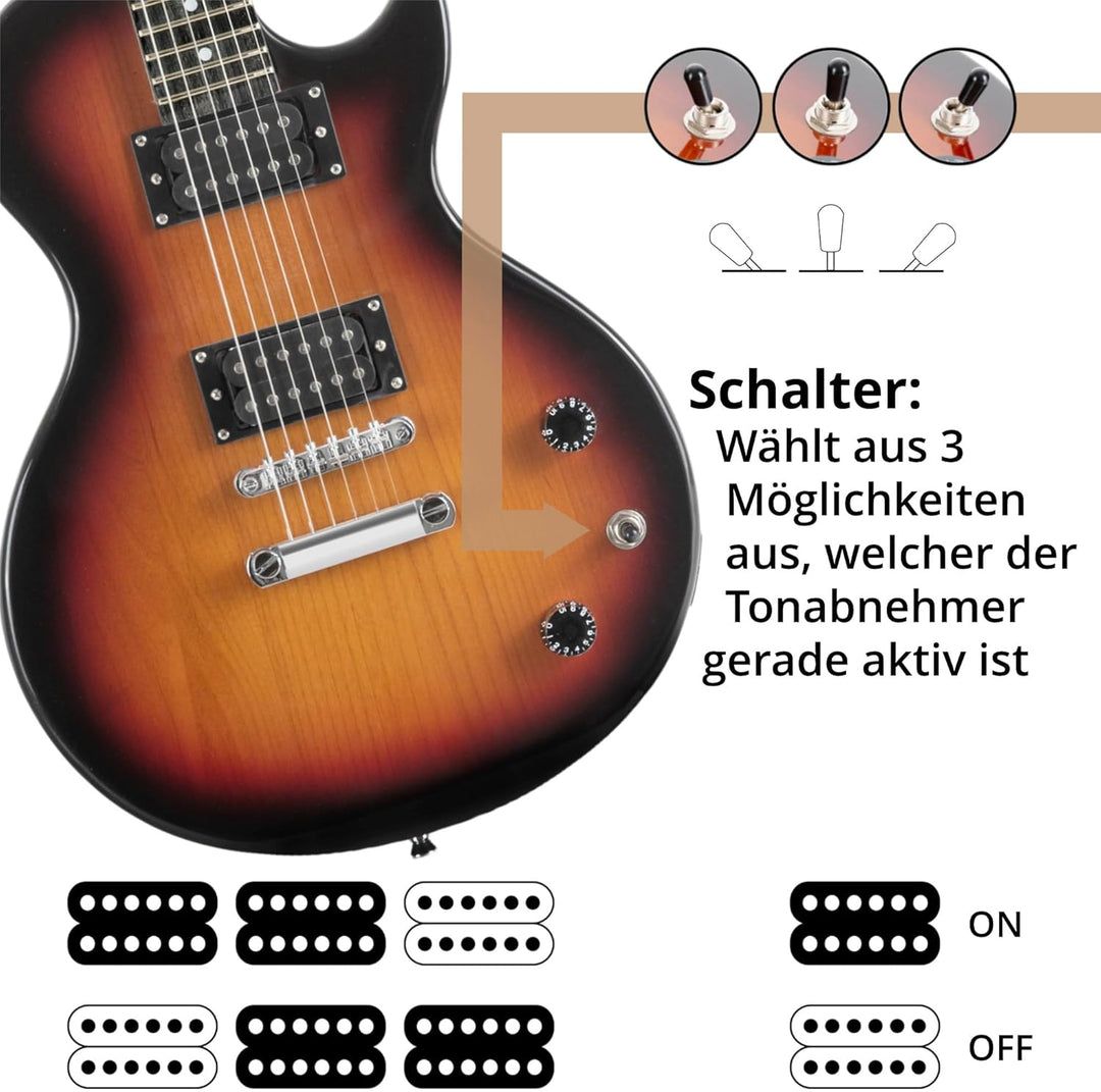 Rocktile LP-100 SB E-Gitarre (Korpus: Linde, Palisander Griffbrett, Finish: Sunburst) Sunburst Singl