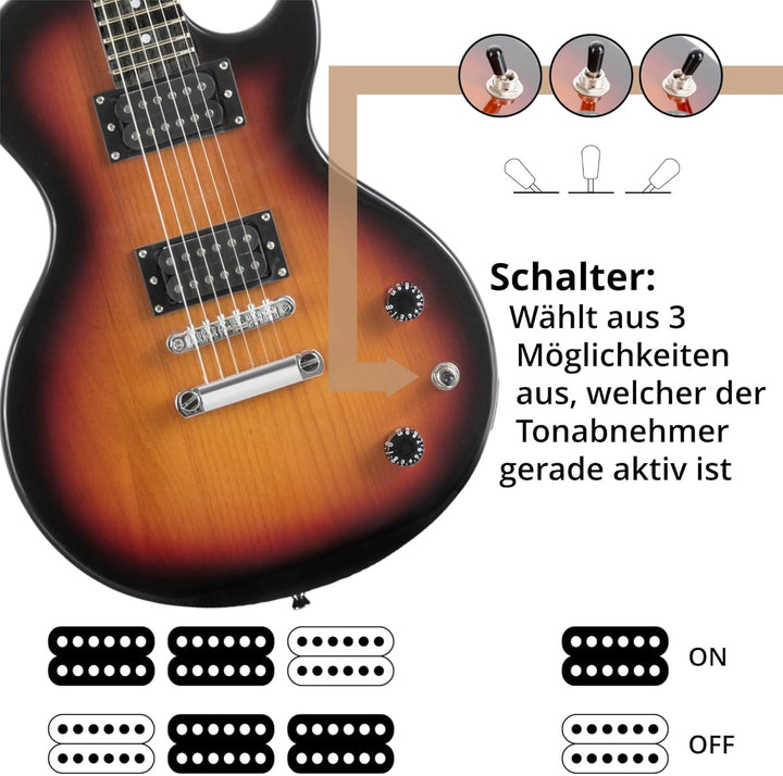 Rocktile LP-100 SB E-Gitarre (Korpus: Linde, Palisander Griffbrett, Finish: Sunburst) Sunburst Singl
