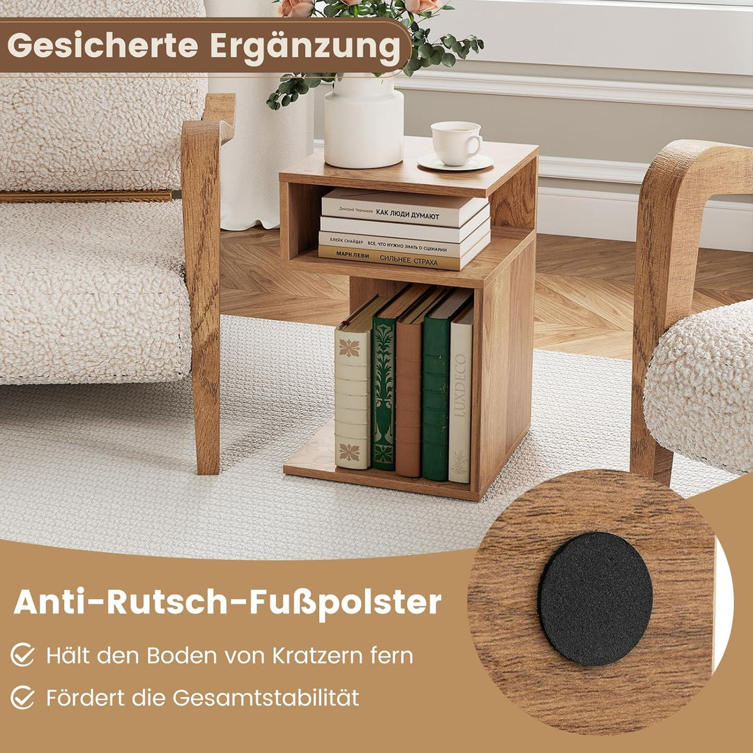 COSTWAY Beistelltisch Holz, 3 Ebenen Sofatisch, Nachttisch, modern, für Wohnzimmer und Schlafzimmer,