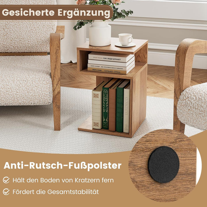 COSTWAY Beistelltisch Holz, 3 Ebenen Sofatisch, Nachttisch, modern, für Wohnzimmer und Schlafzimmer,