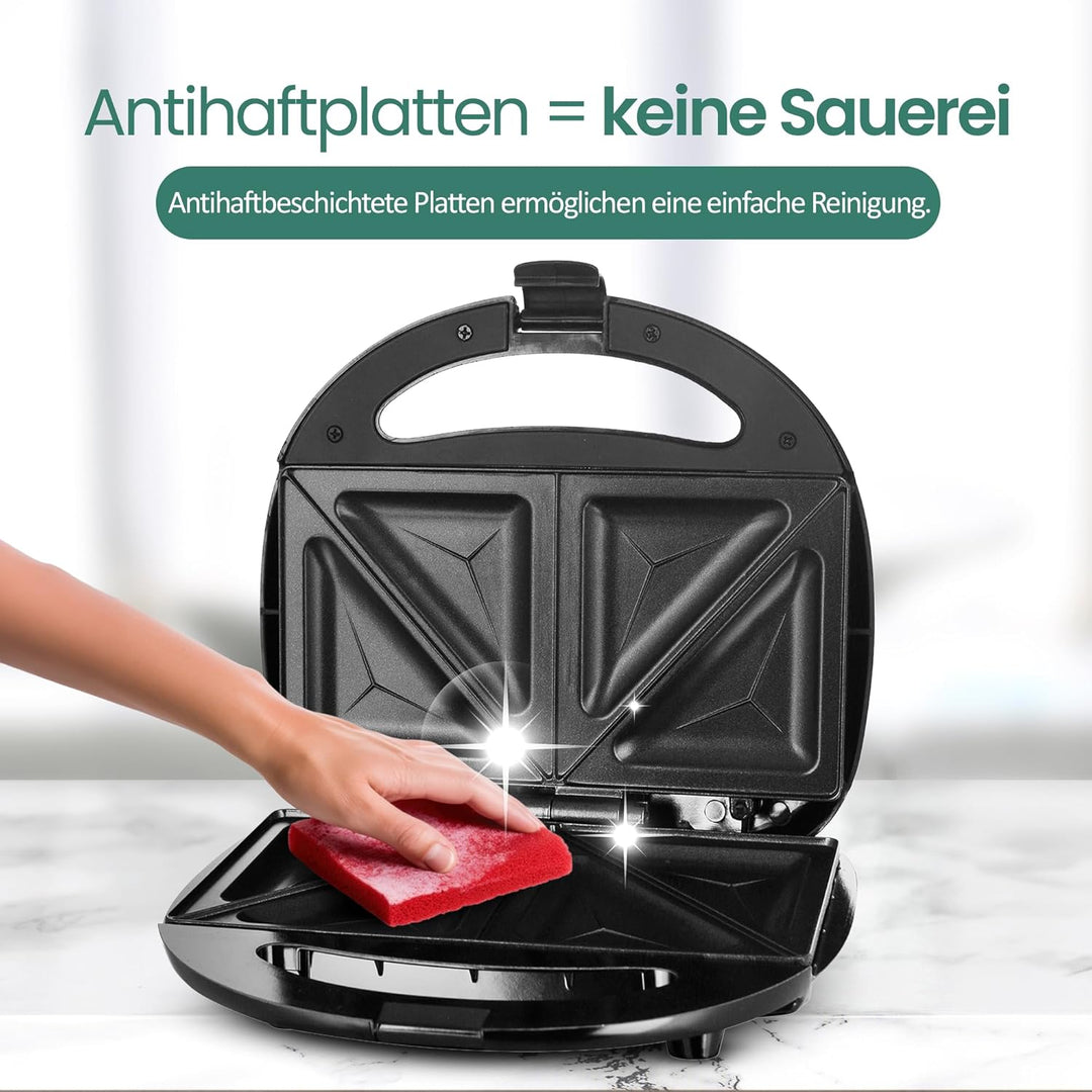 Emerio Doppel Sandwich Maker, BPA frei, klassische Form für dreieckiges Sandwich, leicht zu reinigen