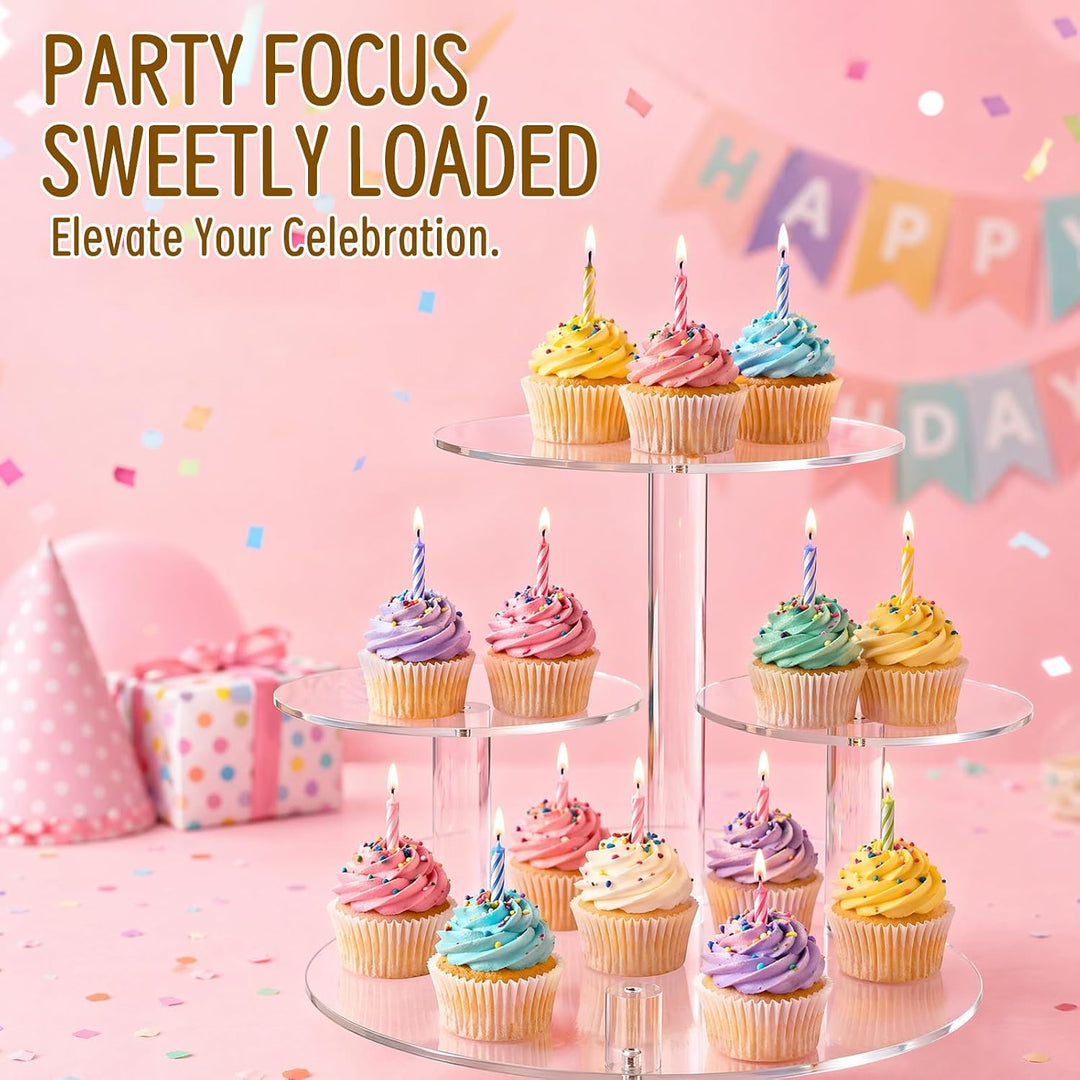 4 Etagen Kuchen und Cupcake Ständer, Acryl Cupcake Ständer, Tortenständer Etagere Kuchenständer, Cle