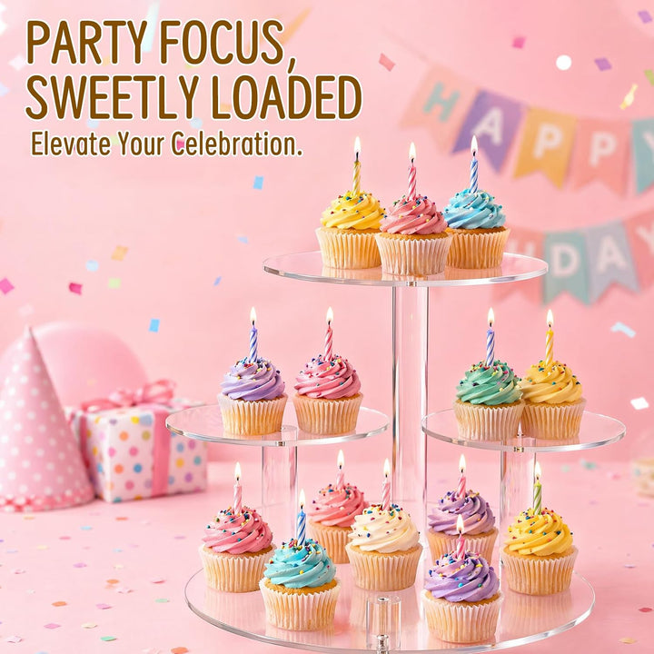 4 Etagen Kuchen und Cupcake Ständer, Acryl Cupcake Ständer, Tortenständer Etagere Kuchenständer, Cle
